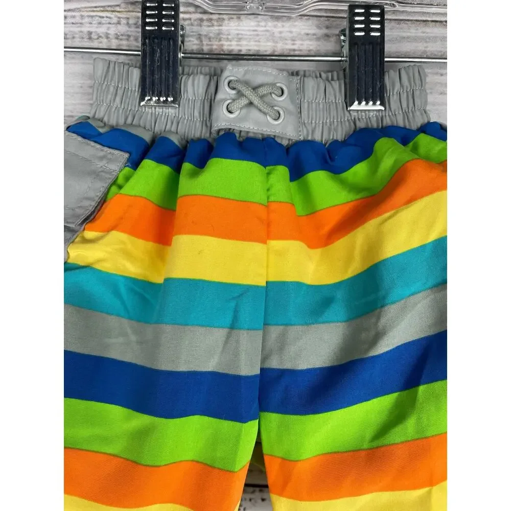 iPlay Boys' Trunks Built-in Reusable Swim Diaper 12mo UPF50+ Stripe